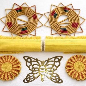 Sunburst Yellow and Gold Coaster Set